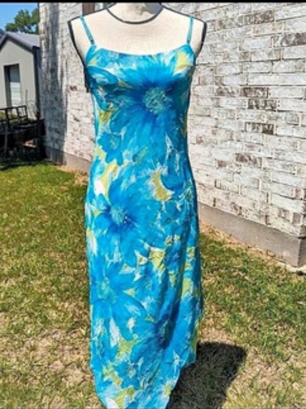 DEADSTOCK vintage Y2K floral watercolor style asymmetrical strappy Dress